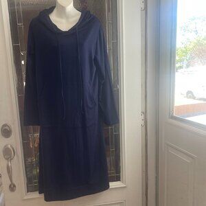 MCY Designer Navy Dress Kangaroo Pouch Pocket Hood Soft Size M